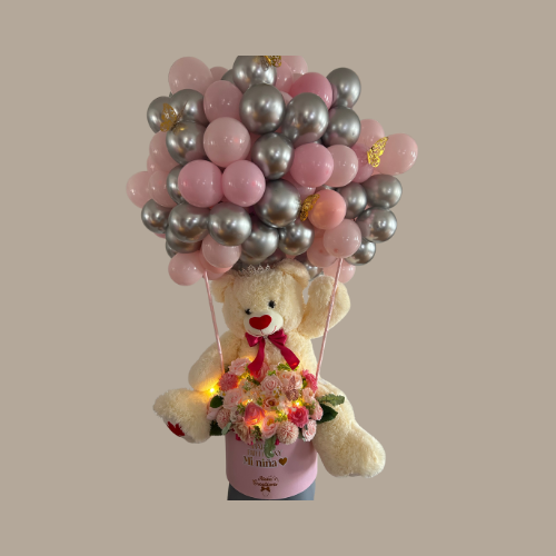 AEROSTATIC balloon with teddy bear